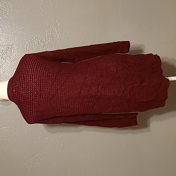 Say What Juniors medium Knit Open front w pockets Burgundy Cardigan Sweater NWT - Picture 2 of 10